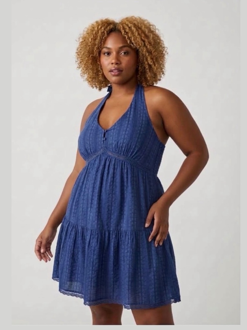 No Boundaries Halter Mini Dress, Cadet Blue, XL